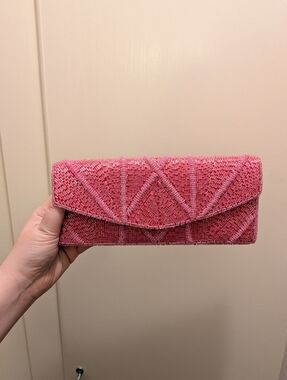 Bijoux Terner Pink Beaded Envelope Clutch